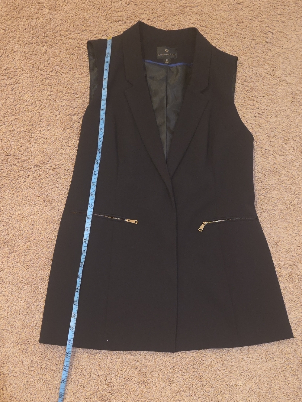 Worthington Black Sleeveless Tailored Vest with Zip Pockets - Picture 12 of 13
